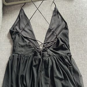 Tobi Black mini dress, backless, deep V neckline, worn once, size M